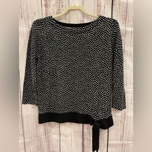 Talbots black and white side-tie top